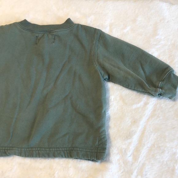 Vintage Made in the USA Distressed Green Pullover Sweatshirt with Big Trucks - Picture 11 of 16
